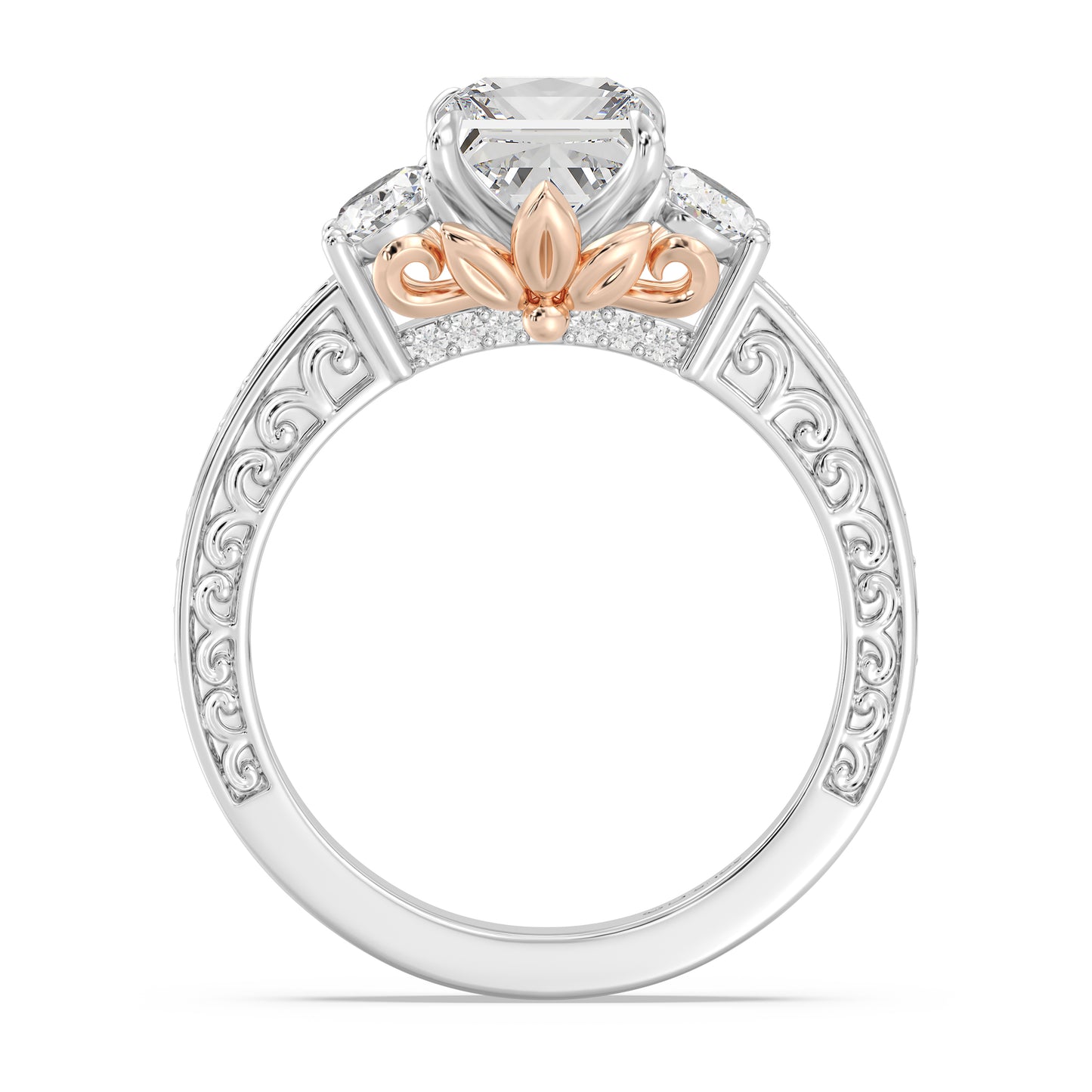 Enchanted Star Lab Grown Diamond And 14K Gold Disney Princess Rapunzel Vintage Oval Three Stone Engagement Ring
