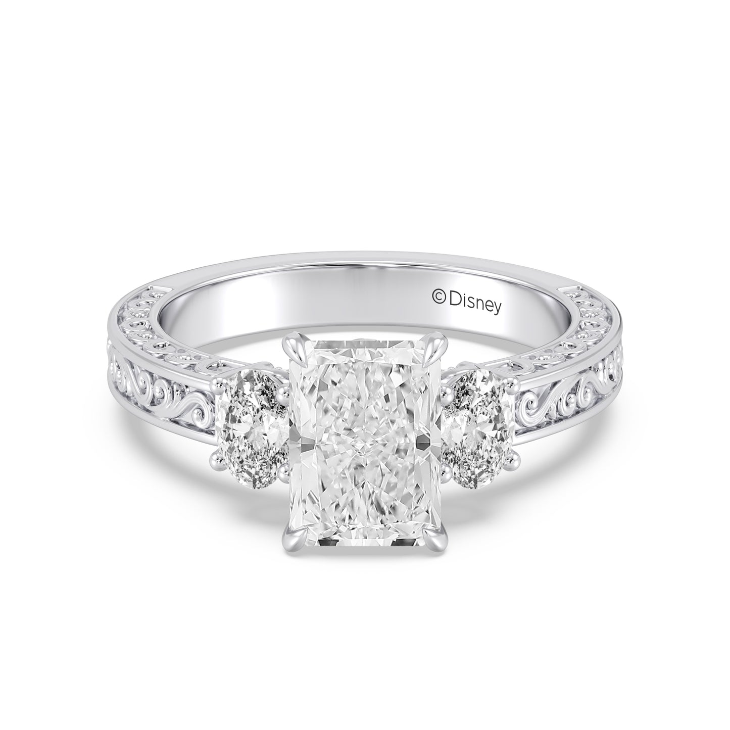 Enchanted Star Lab Grown Diamond And 14K Gold Disney Princess Rapunzel Vintage Oval Three Stone Engagement Ring