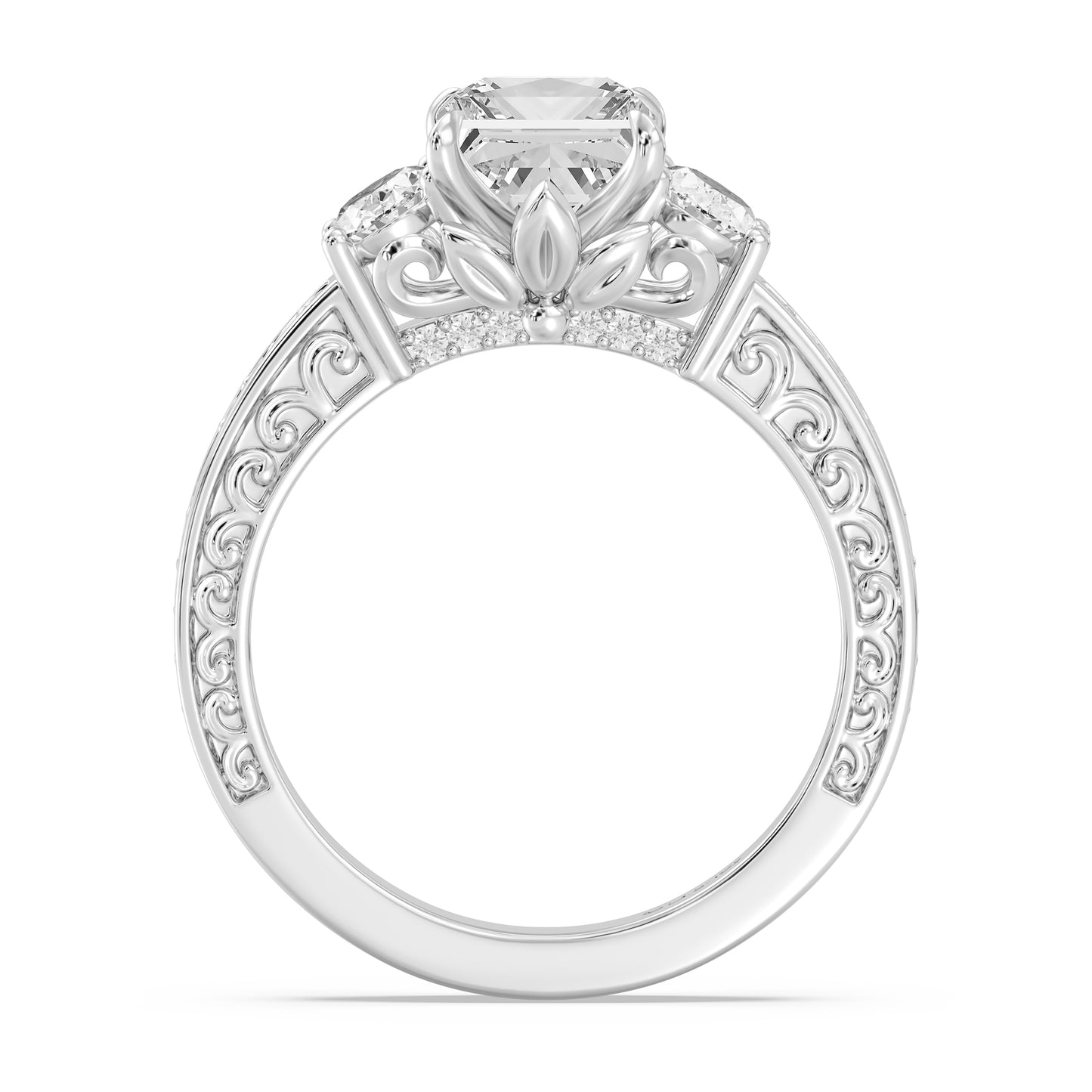 Enchanted Star Lab Grown Diamond And 14K Gold Disney Princess Rapunzel Vintage Oval Three Stone Engagement Ring
