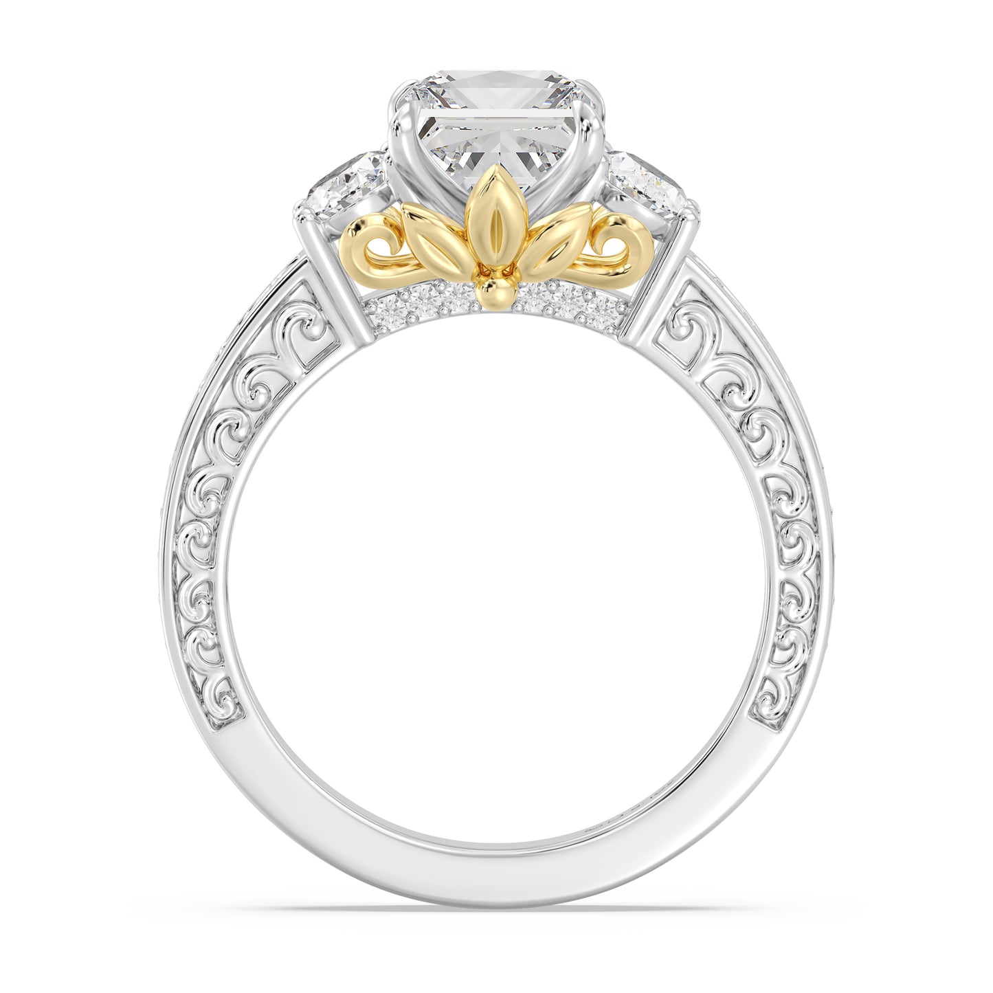 Enchanted Star Lab Grown Diamond And 14K Gold Disney Princess Rapunzel Vintage Oval Three Stone Engagement Ring