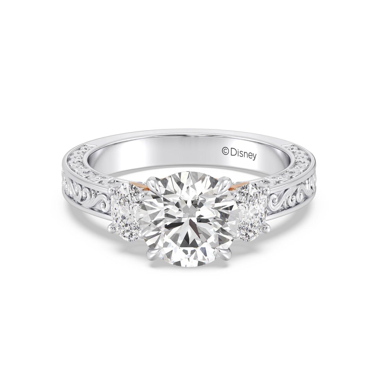 Enchanted Star Lab Grown Diamond And 14K Gold Disney Princess Rapunzel Vintage Oval Three Stone Engagement Ring