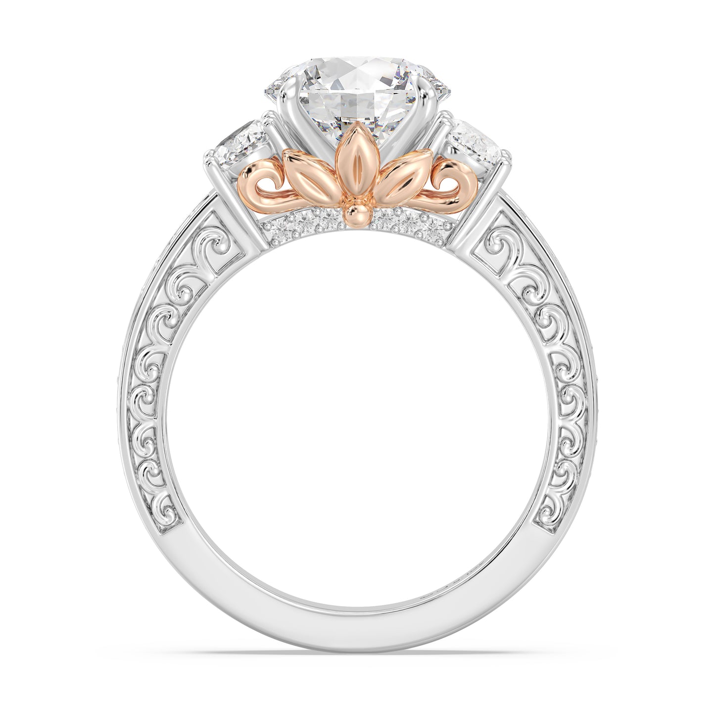 Enchanted Star Lab Grown Diamond And 14K Gold Disney Princess Rapunzel Vintage Oval Three Stone Engagement Ring