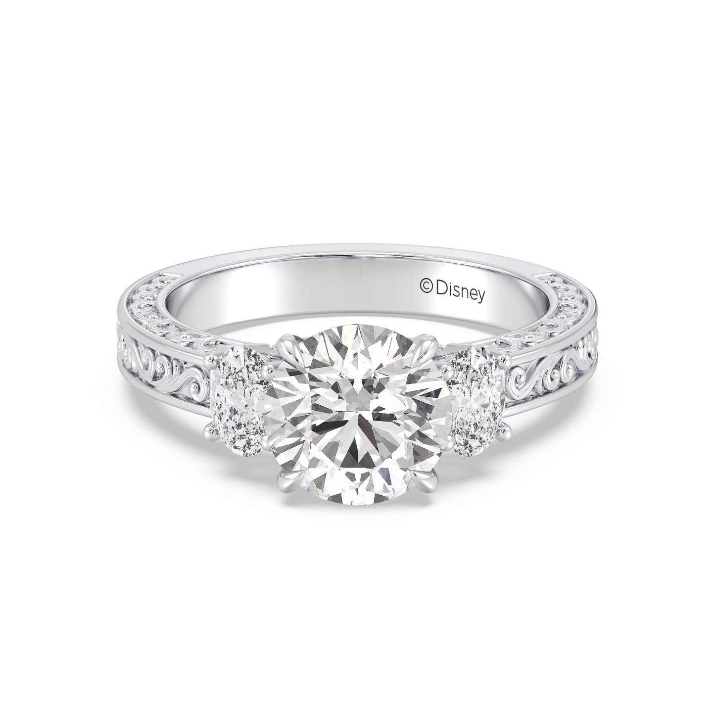 Enchanted Star Lab Grown Diamond And 14K Gold Disney Princess Rapunzel Vintage Oval Three Stone Engagement Ring