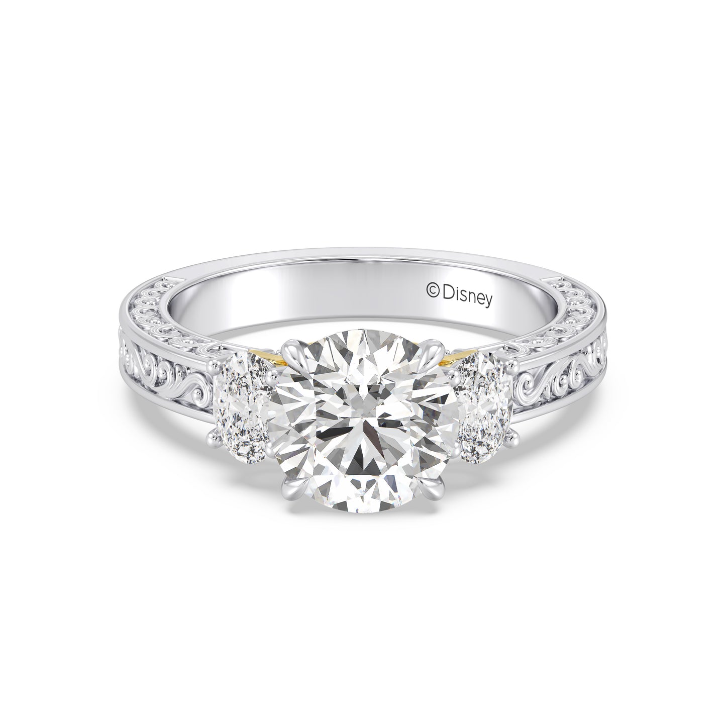 Enchanted Star Lab Grown Diamond And 14K Gold Disney Princess Rapunzel Vintage Oval Three Stone Engagement Ring