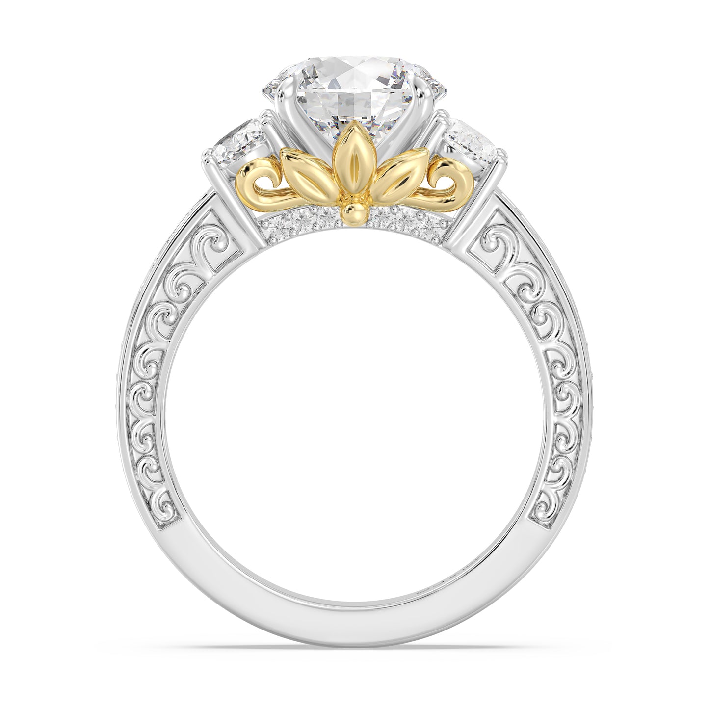 Enchanted Star Lab Grown Diamond And 14K Gold Disney Princess Rapunzel Vintage Oval Three Stone Engagement Ring