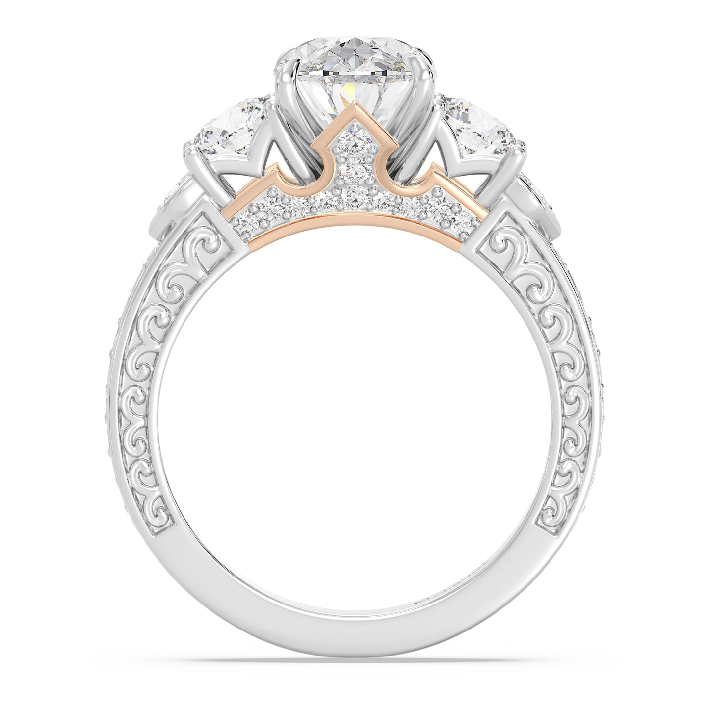 Enchanted Star Lab Grown Diamond And 14K Disney Princess Aurora Vintage Round Three Stone Engagement Ring