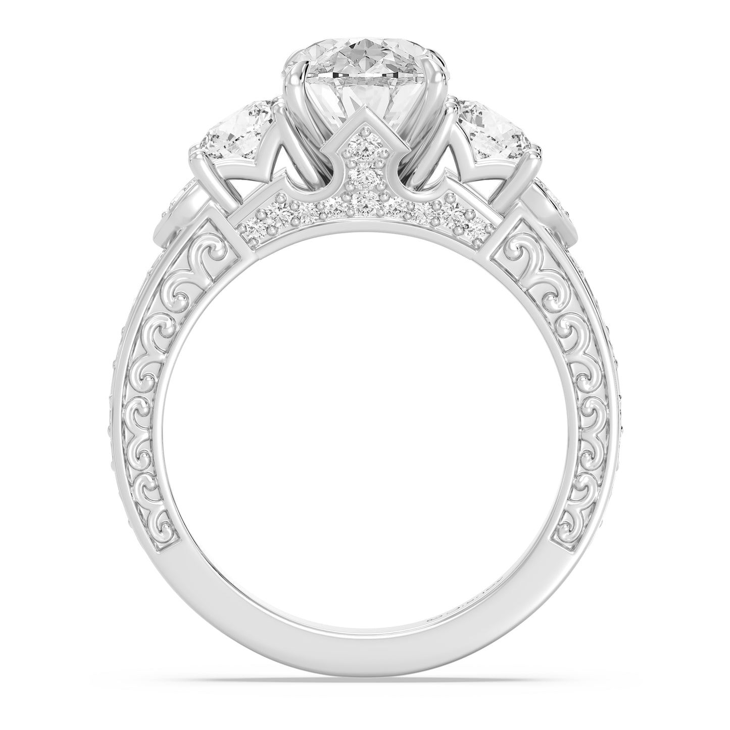 Enchanted Star Lab Grown Diamond And 14K Disney Princess Aurora Vintage Round Three Stone Engagement Ring