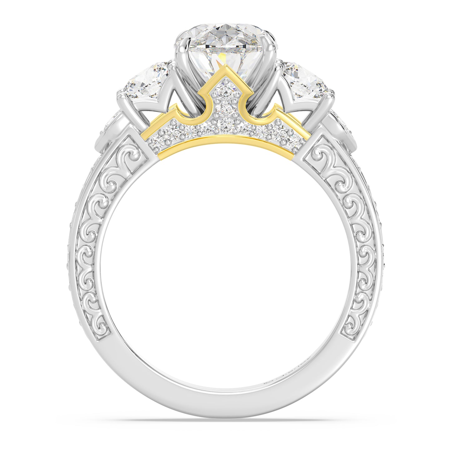 Enchanted Star Lab Grown Diamond And 14K Disney Princess Aurora Vintage Round Three Stone Engagement Ring