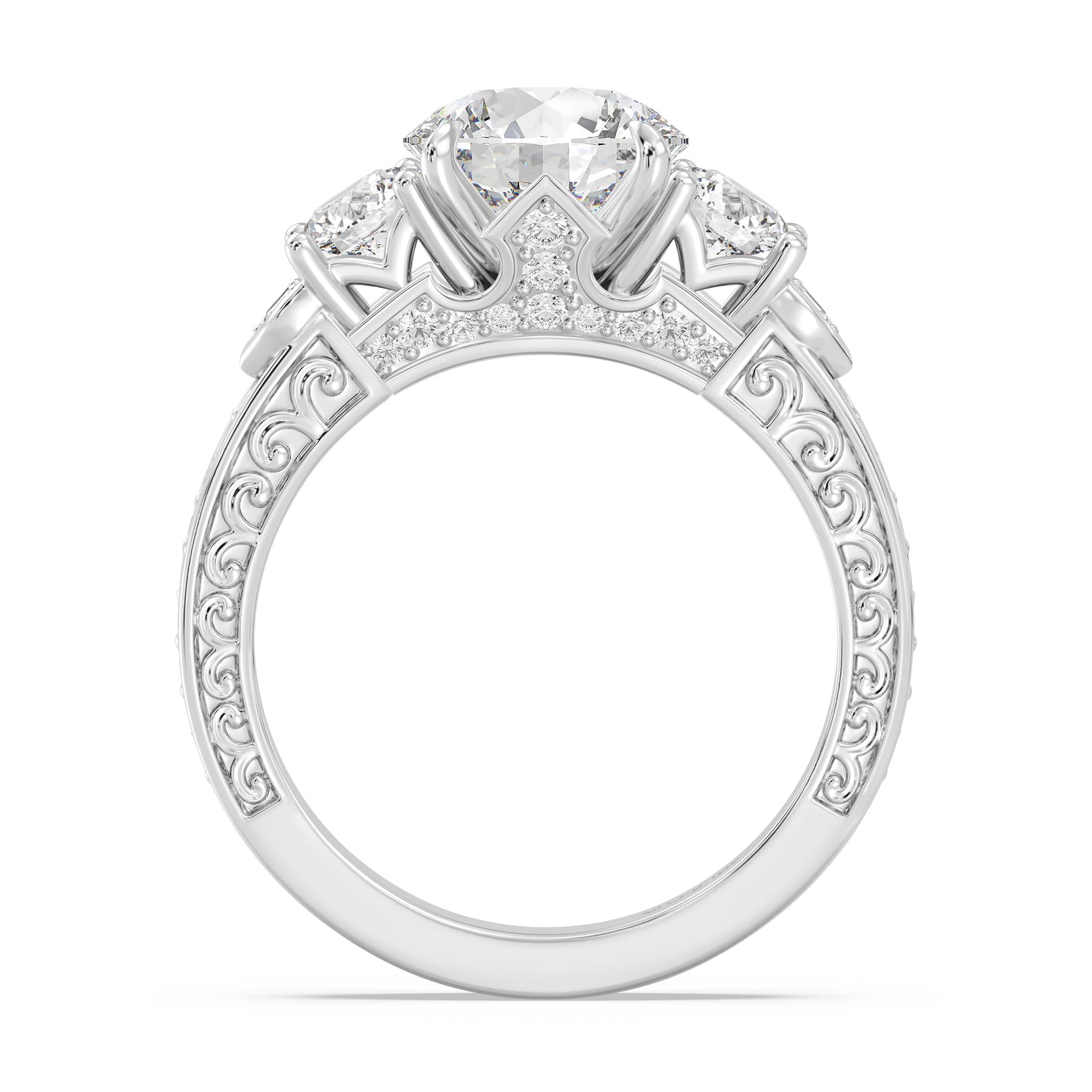 Enchanted Star Lab Grown Diamond And 14K Disney Princess Aurora Vintage Round Three Stone Engagement Ring