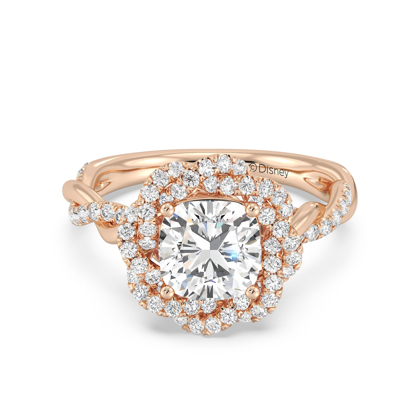 Enchanted Star Lab Grown And 14K Gold Disney Princess Belle Pavé Rose Engagement Ring