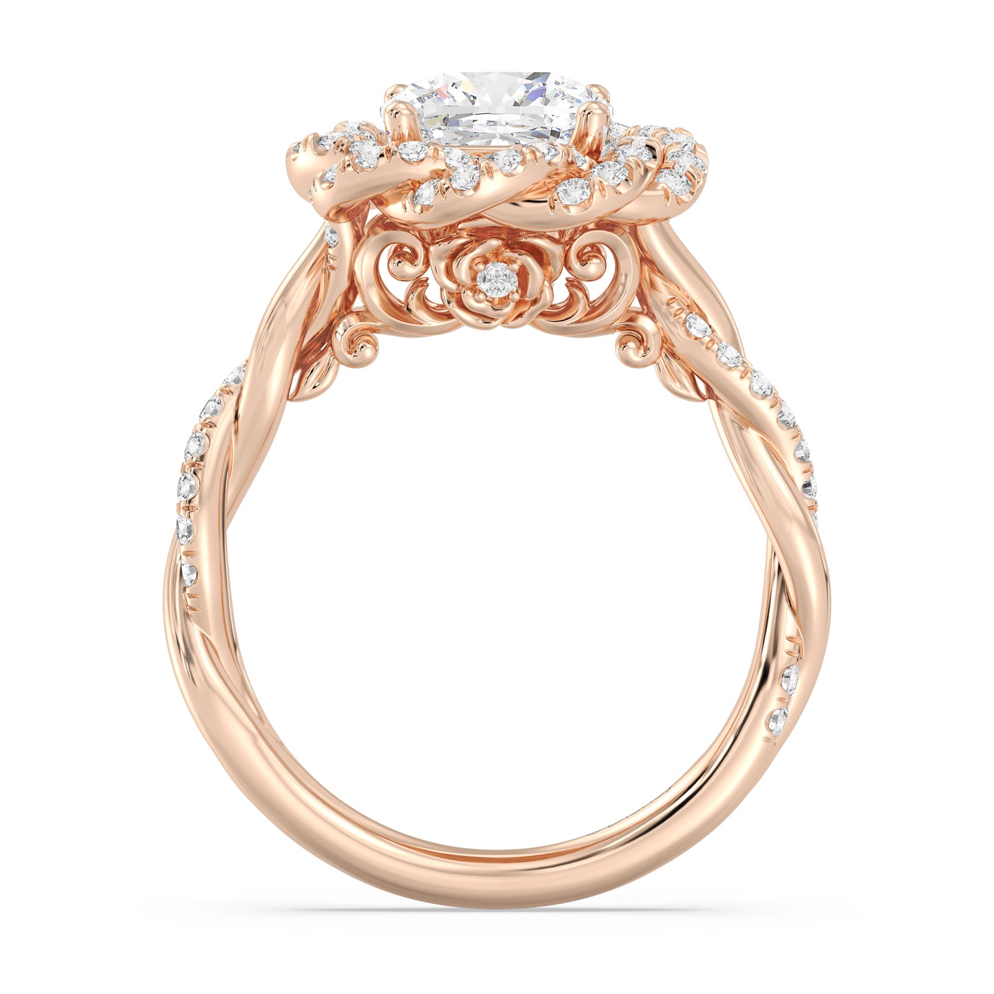 Enchanted Star Lab Grown And 14K Gold Disney Princess Belle Pavé Rose Engagement Ring