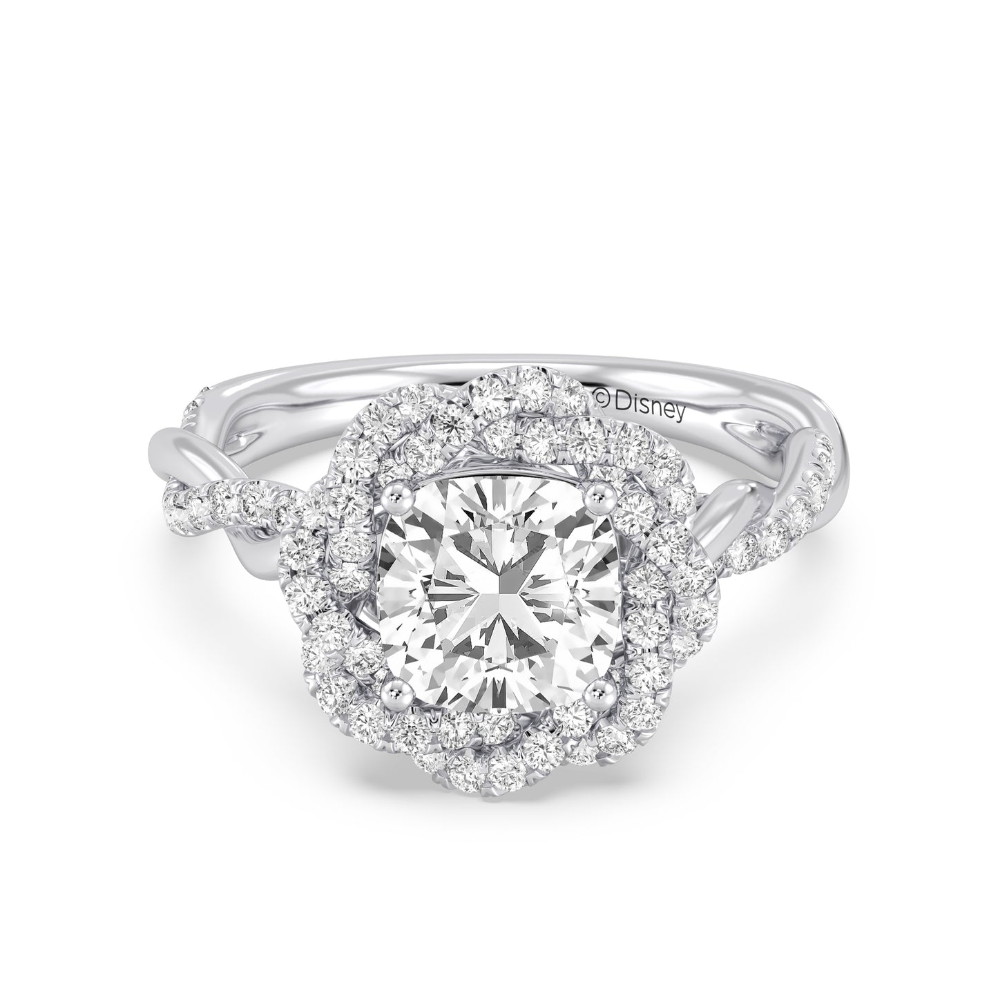 Enchanted Star Lab Grown And 14K Gold Disney Princess Belle Pavé Rose Engagement Ring