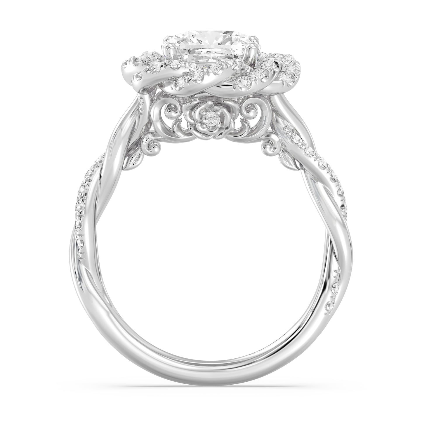 Enchanted Star Lab Grown And 14K Gold Disney Princess Belle Pavé Rose Engagement Ring