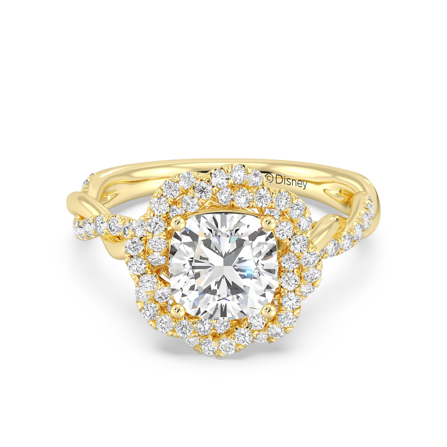 Enchanted Star Lab Grown And 14K Gold Disney Princess Belle Pavé Rose Engagement Ring