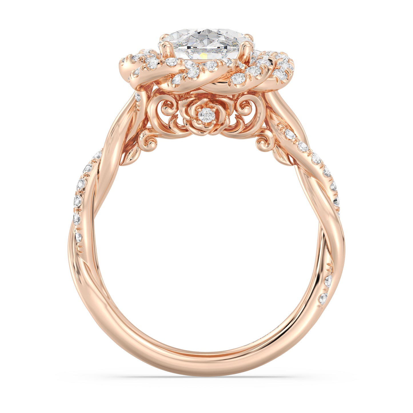 Enchanted Star Lab Grown And 14K Gold Disney Princess Belle Pavé Rose Engagement Ring