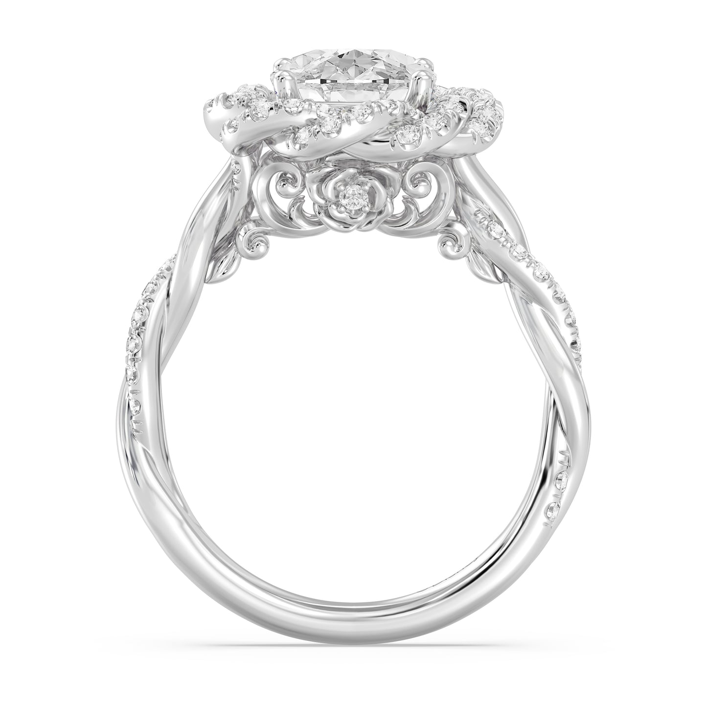 Enchanted Star Lab Grown And 14K Gold Disney Princess Belle Pavé Rose Engagement Ring