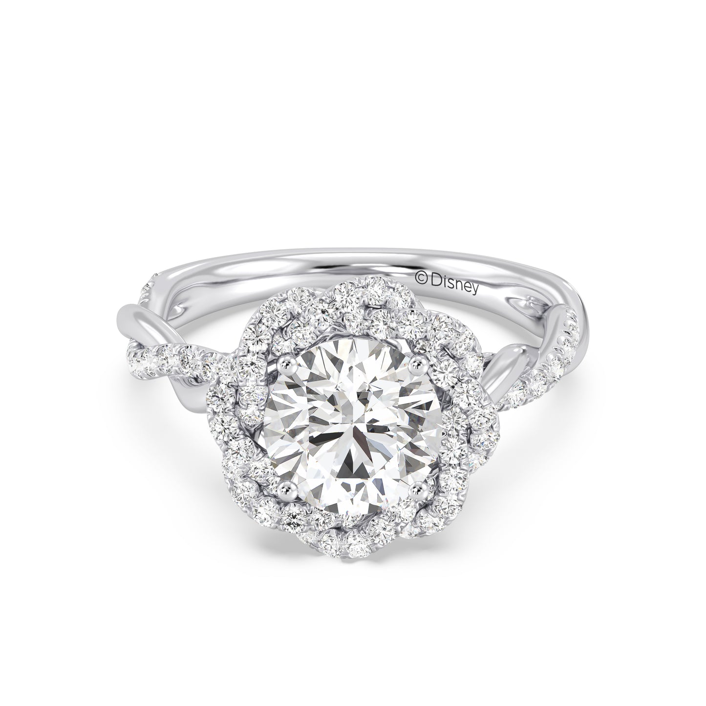 Enchanted Star Lab Grown And 14K Gold Disney Princess Belle Pavé Rose Engagement Ring