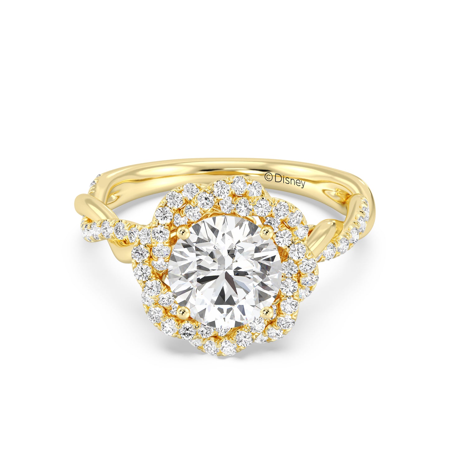 Enchanted Star Lab Grown And 14K Gold Disney Princess Belle Pavé Rose Engagement Ring