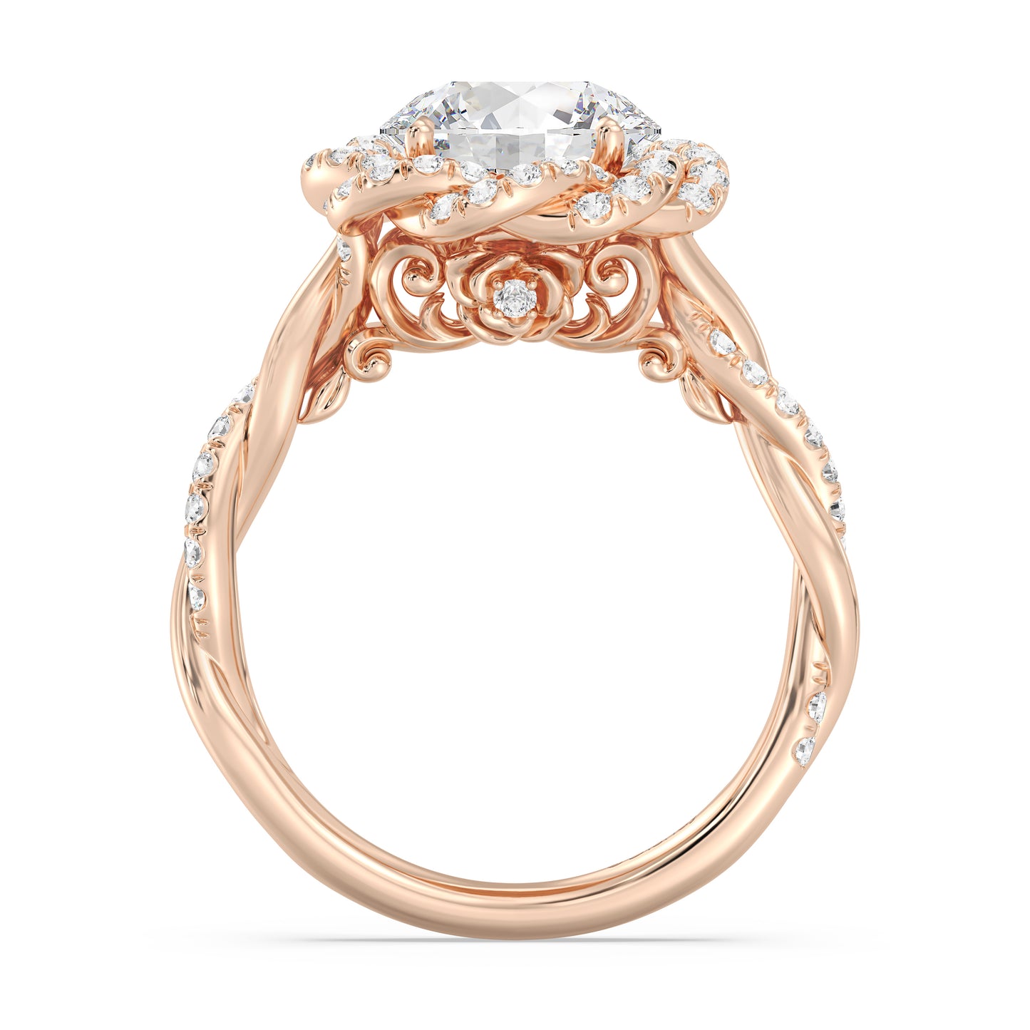 Enchanted Star Lab Grown And 14K Gold Disney Princess Belle Pavé Rose Engagement Ring