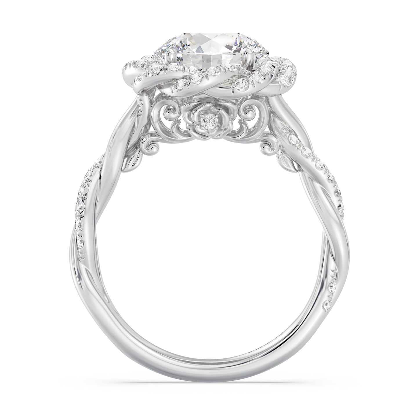 Enchanted Star Lab Grown And 14K Gold Disney Princess Belle Pavé Rose Engagement Ring