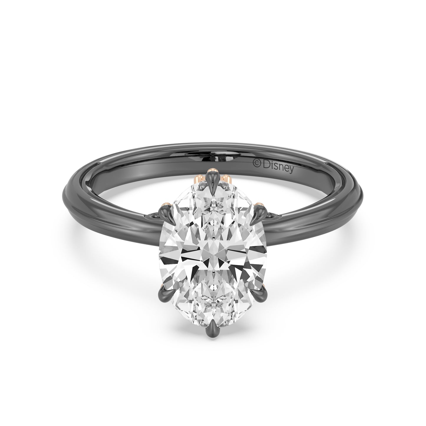 Enchanted Star 14K Gold and Black Rhodium With Lab Grown Diamonds, Disney’s Evil Queen Six-Prong Studded Solitaire Engagement Ring