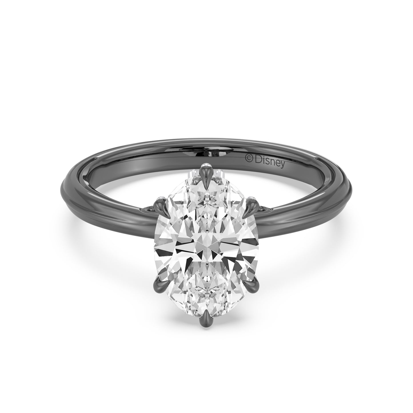 Enchanted Star 14K Gold and Black Rhodium With Lab Grown Diamonds, Disney’s Evil Queen Six-Prong Studded Solitaire Engagement Ring