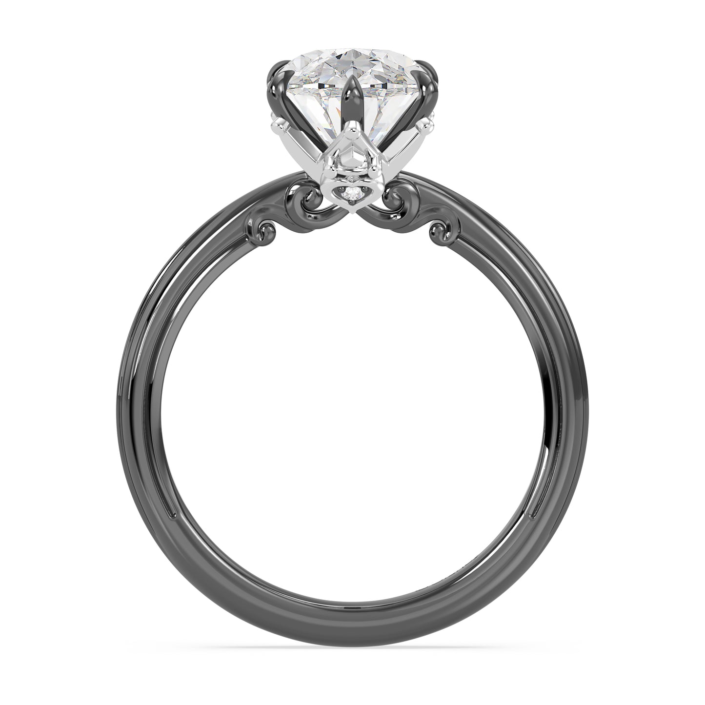 Enchanted Star 14K Gold and Black Rhodium With Lab Grown Diamonds, Disney’s Evil Queen Six-Prong Studded Solitaire Engagement Ring