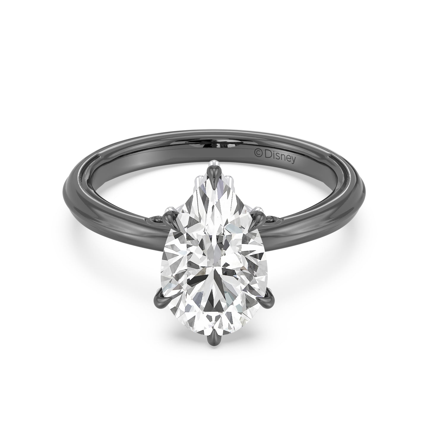 Enchanted Star 14K Gold and Black Rhodium With Lab Grown Diamonds, Disney’s Evil Queen Six-Prong Studded Solitaire Engagement Ring