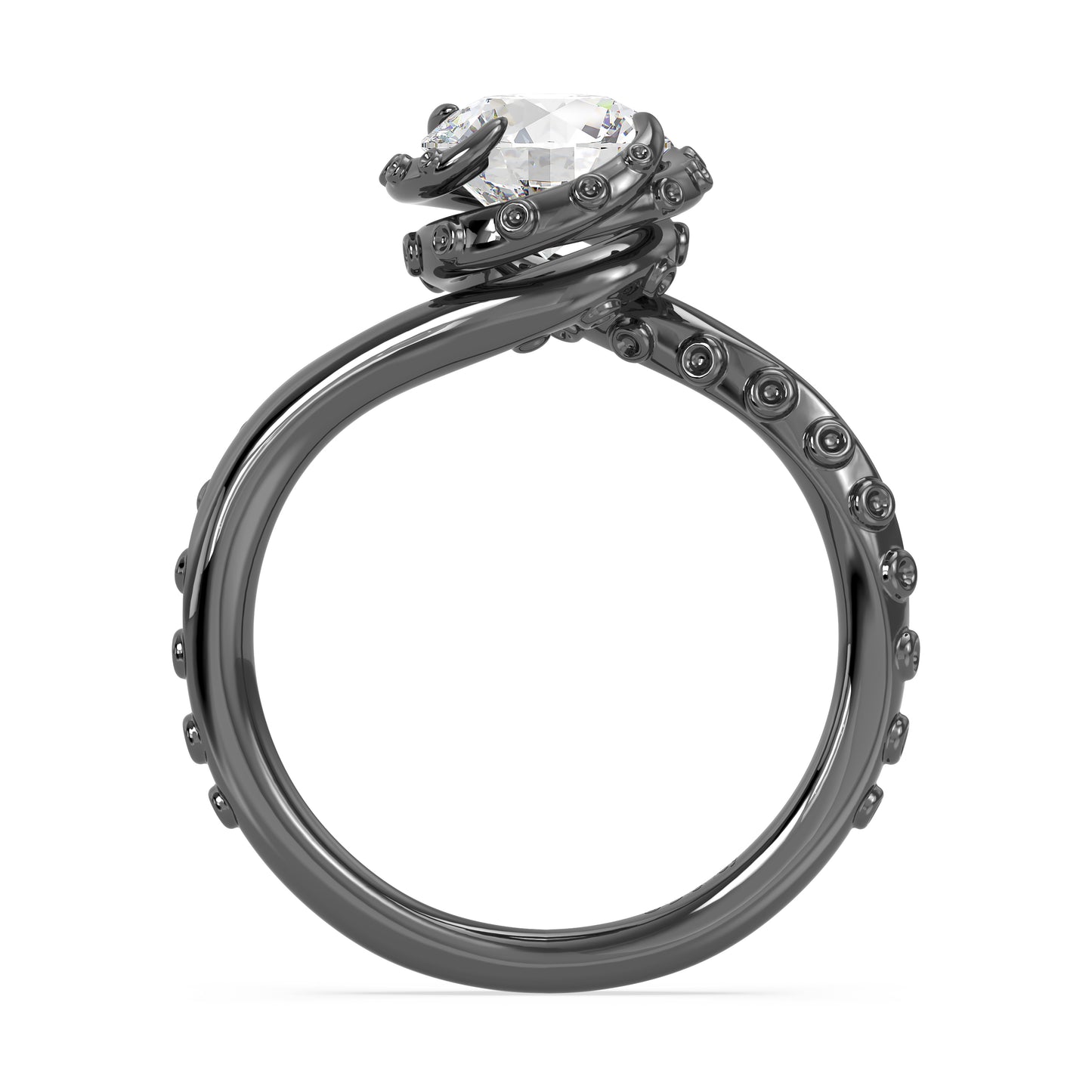 Enchanted Star Black Rhodium Over 14K White Gold With Lab Grown Diamonds, Disney’s Ursula Solitaire Engagement Ring
