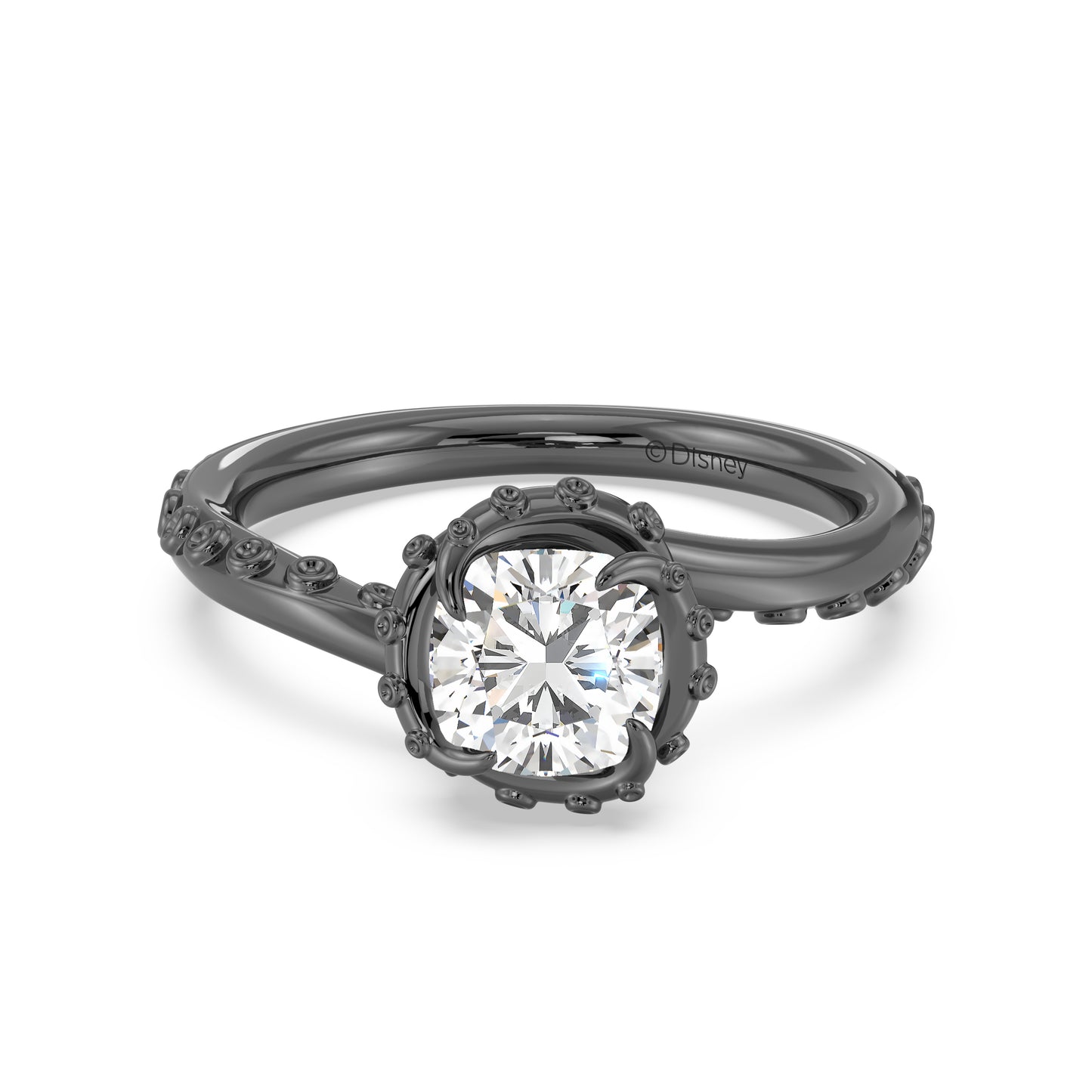Enchanted Star Black Rhodium Over 14K White Gold With Lab Grown Diamonds, Disney’s Ursula Solitaire Engagement Ring