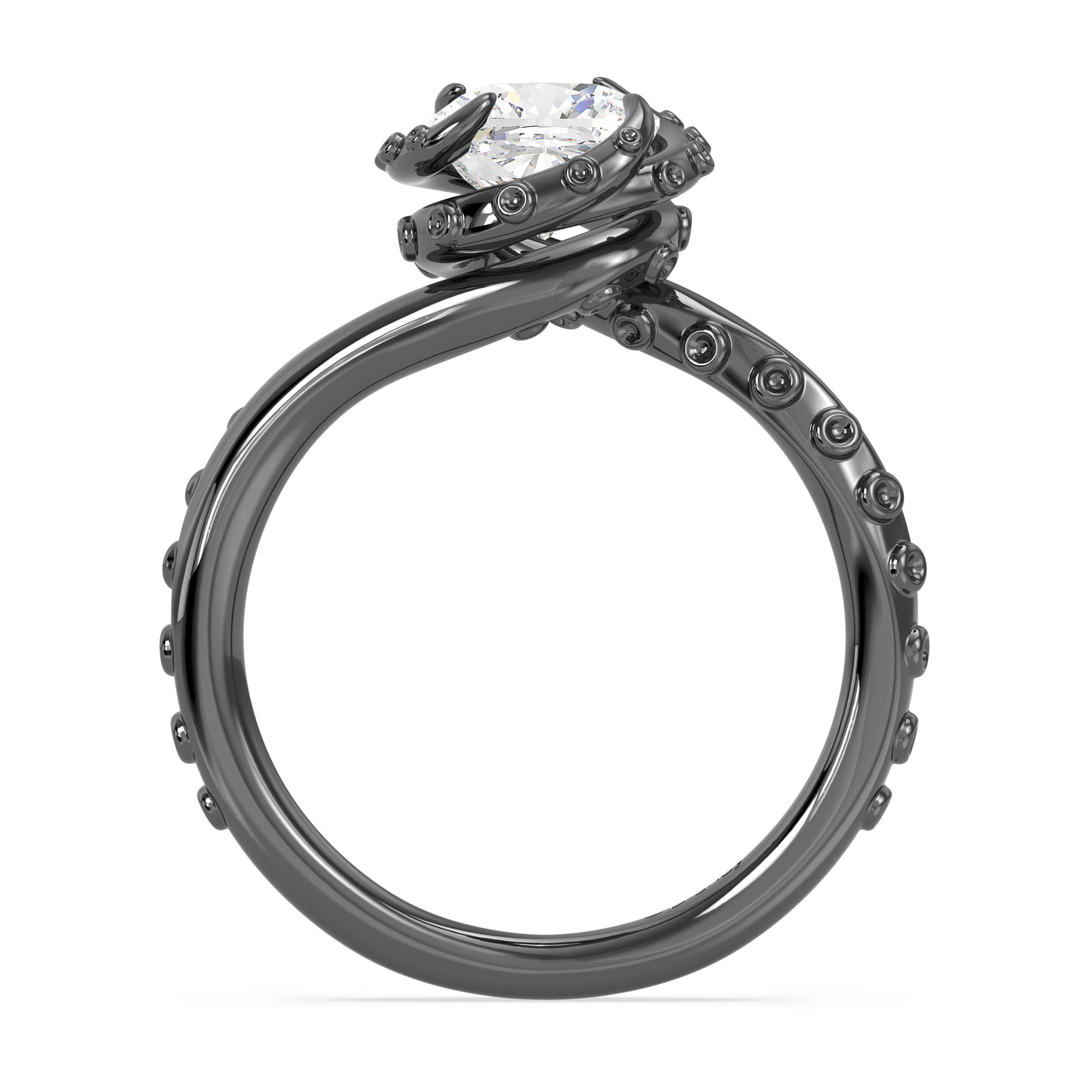 Enchanted Star Black Rhodium Over 14K White Gold With Lab Grown Diamonds, Disney’s Ursula Solitaire Engagement Ring