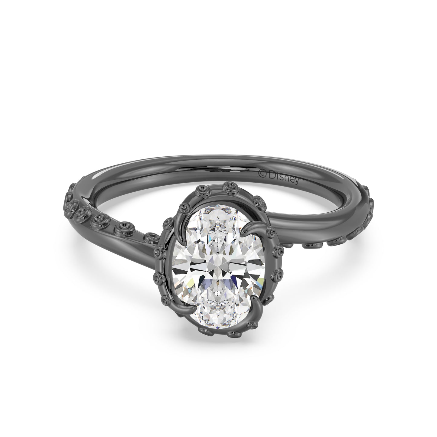 Enchanted Star Black Rhodium Over 14K White Gold With Lab Grown Diamonds, Disney’s Ursula Solitaire Engagement Ring
