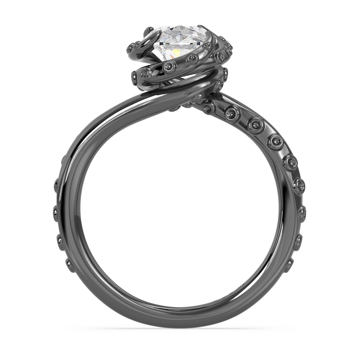 Enchanted Star Black Rhodium Over 14K White Gold With Lab Grown Diamonds, Disney’s Ursula Solitaire Engagement Ring