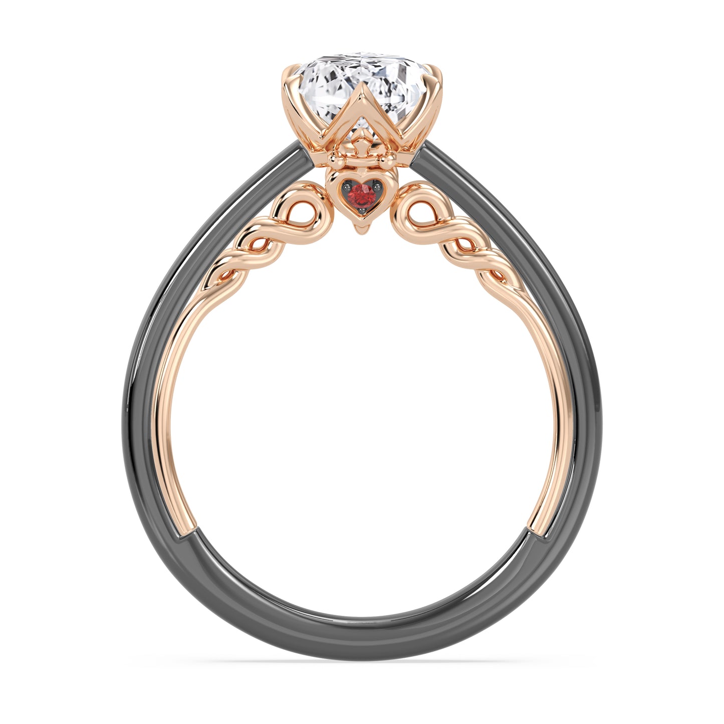 Enchanted Star 14K Gold And Black Rhodium With Lab Grown Diamonds, Disney’s Evil Queen Six-Prong Studded Solitaire Engagement Ring