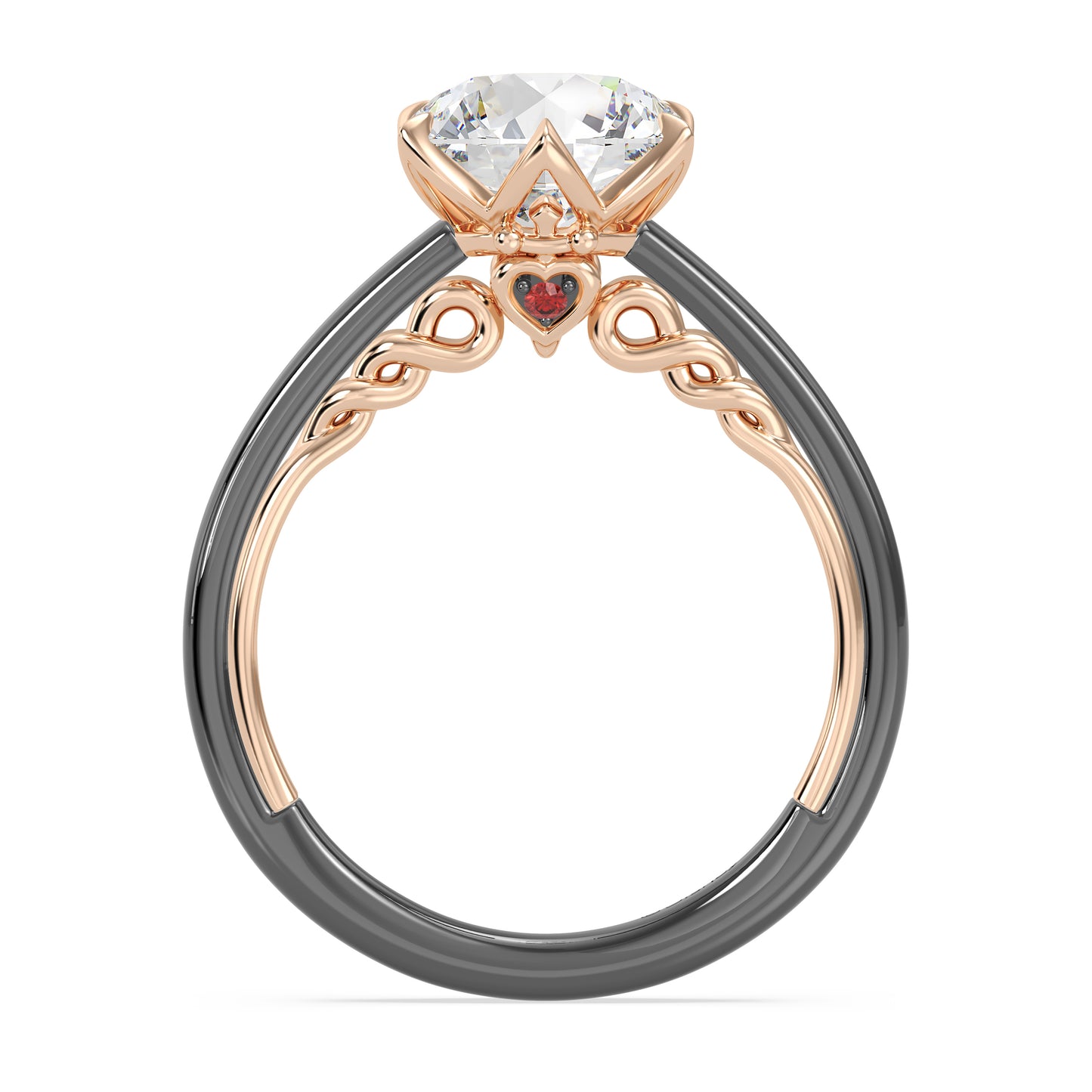 Enchanted Star 14K Gold And Black Rhodium With Lab Grown Diamonds, Disney’s Evil Queen Six-Prong Studded Solitaire Engagement Ring