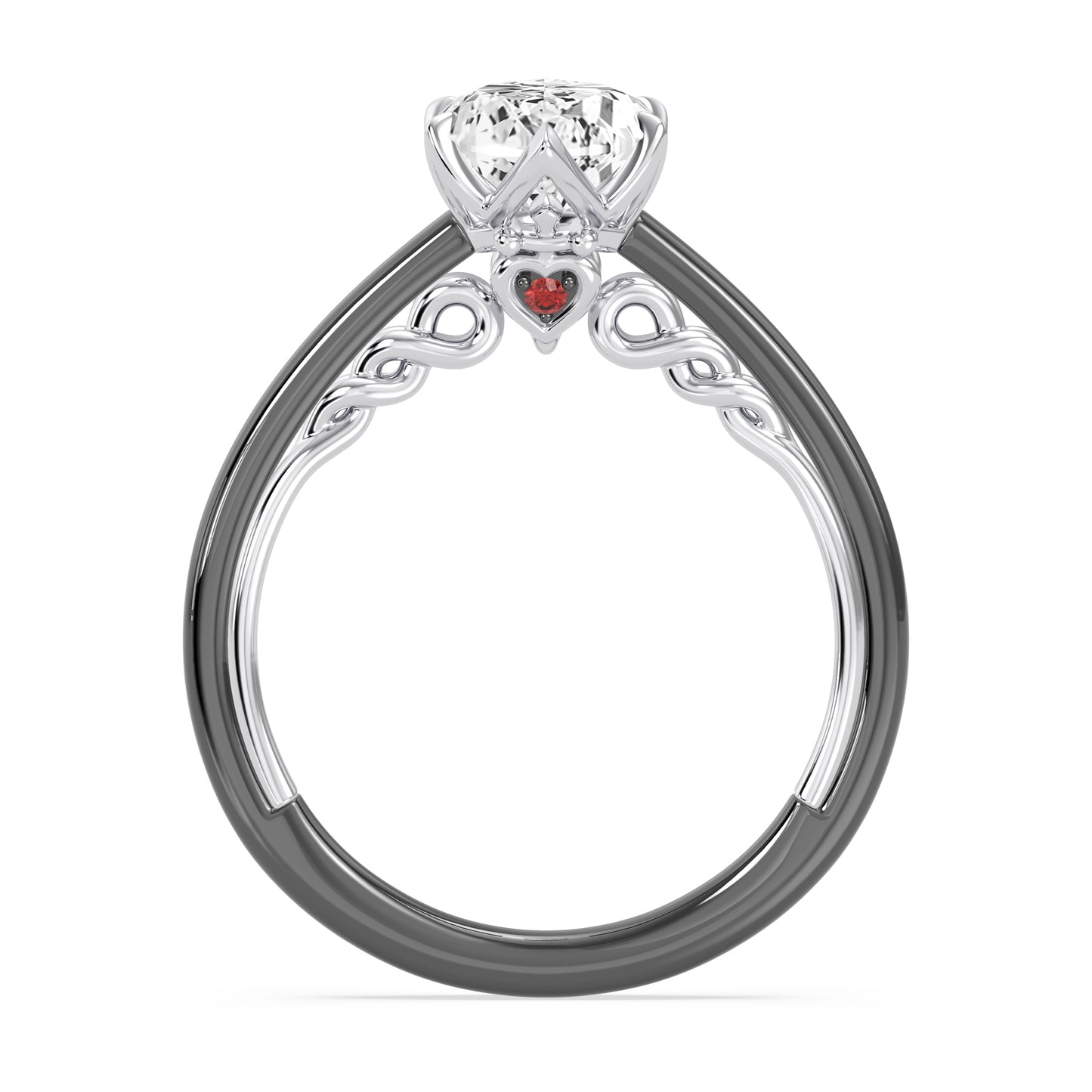 Enchanted Star 14K Gold And Black Rhodium With Lab Grown Diamonds, Disney’s Evil Queen Six-Prong Studded Solitaire Engagement Ring