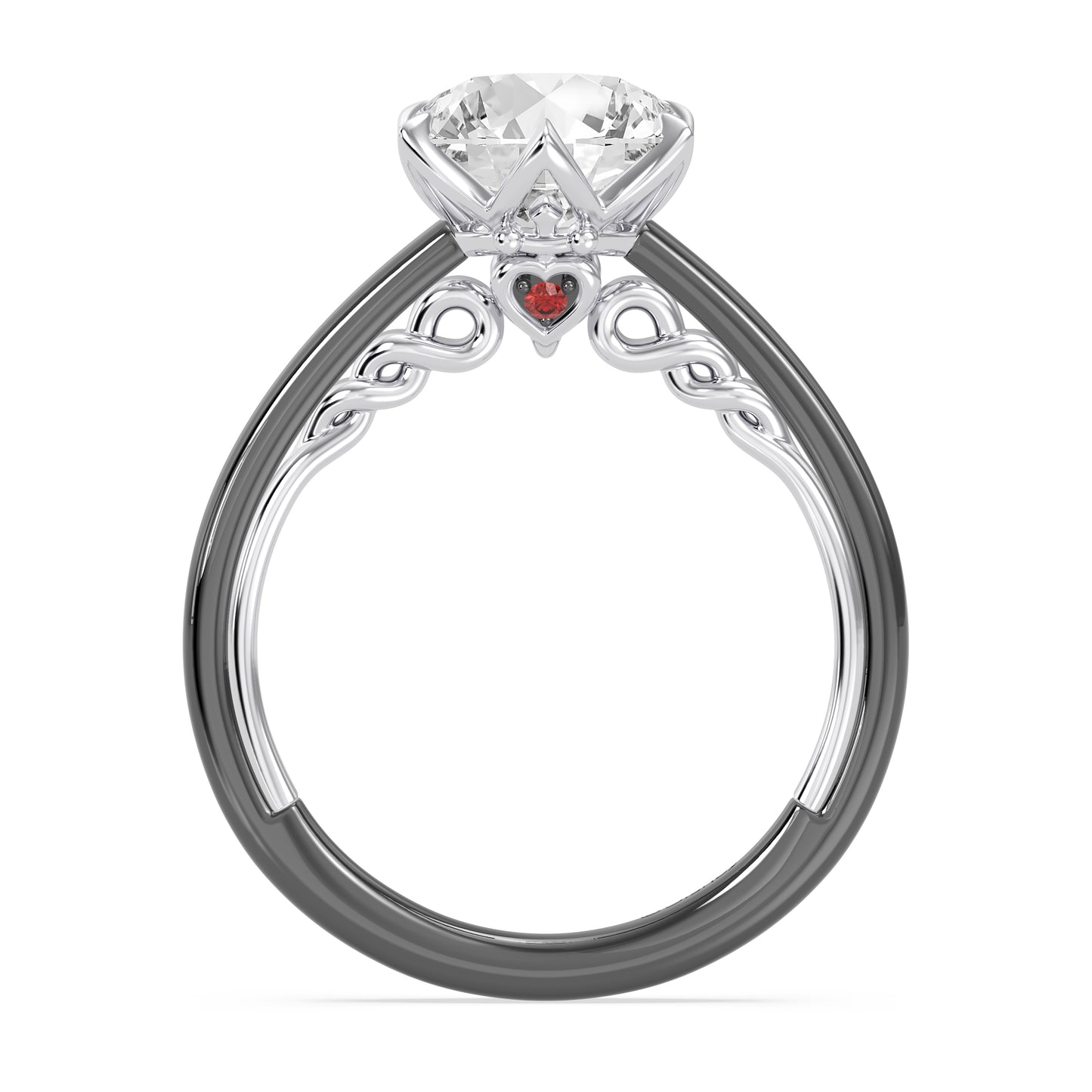 Enchanted Star 14K Gold And Black Rhodium With Lab Grown Diamonds, Disney’s Evil Queen Six-Prong Studded Solitaire Engagement Ring
