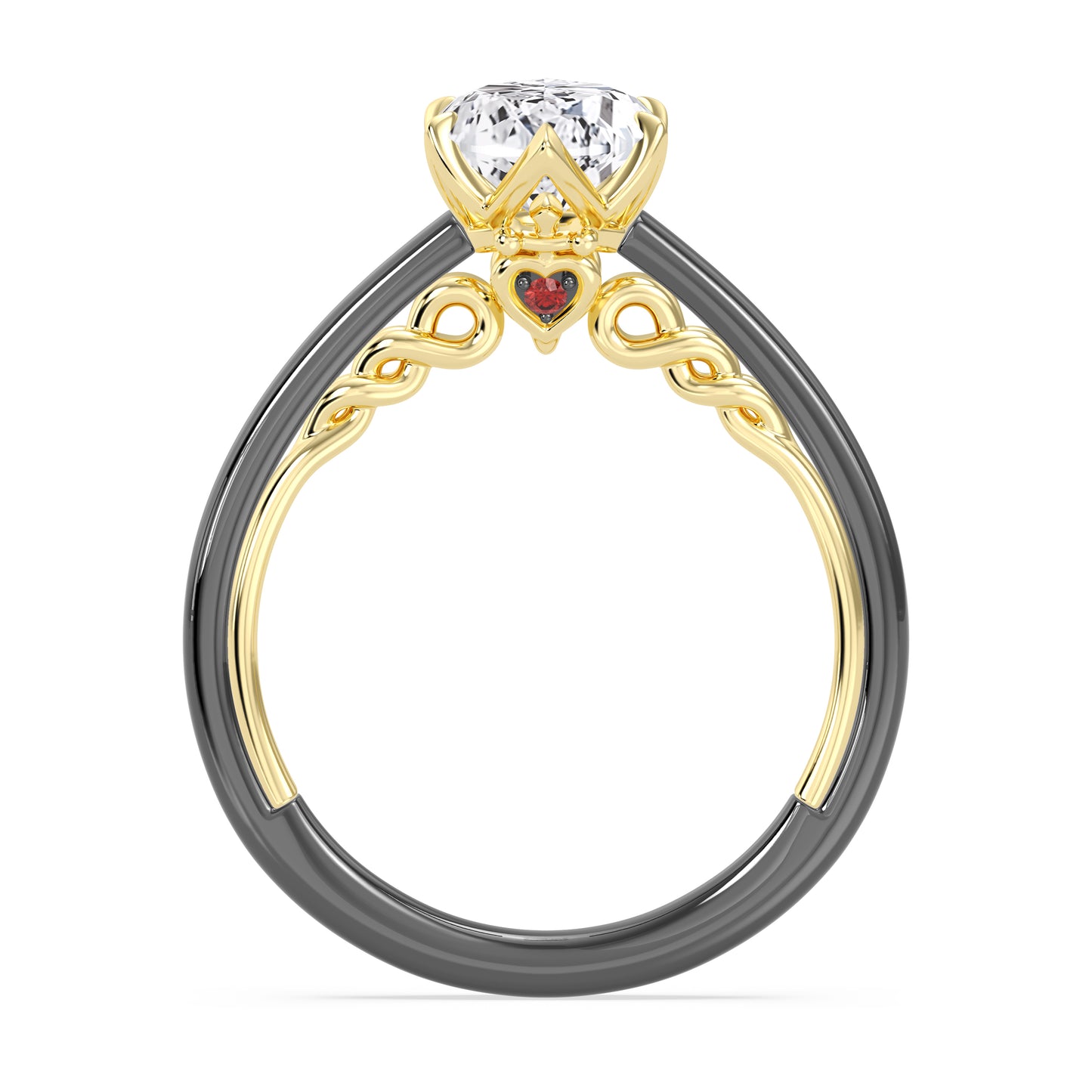 Enchanted Star 14K Gold And Black Rhodium With Lab Grown Diamonds, Disney’s Evil Queen Six-Prong Studded Solitaire Engagement Ring