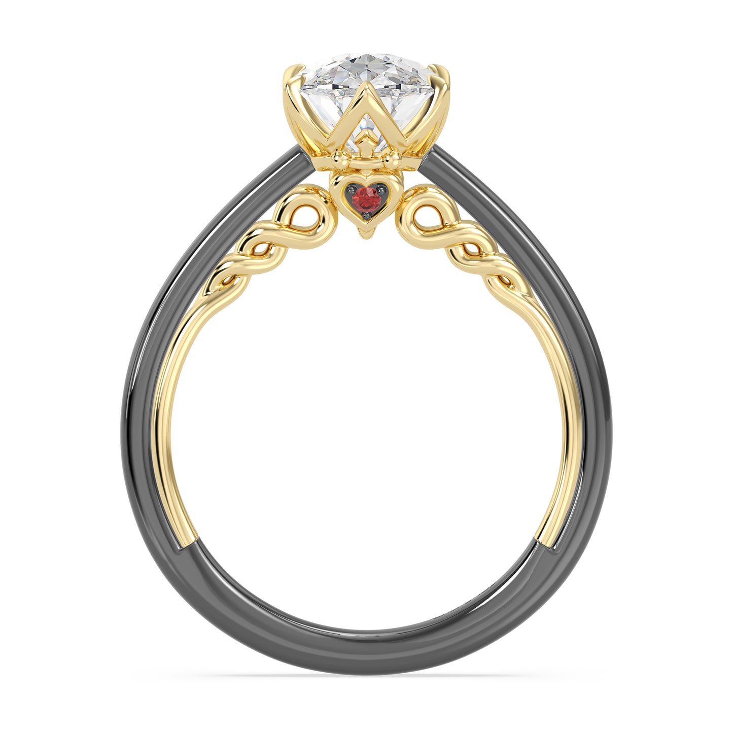 Enchanted Star Lab Grown Diamond with 14K Gold, Disney’s Evil Queen Six-Prong Studded Solitaire Engagement Ring
