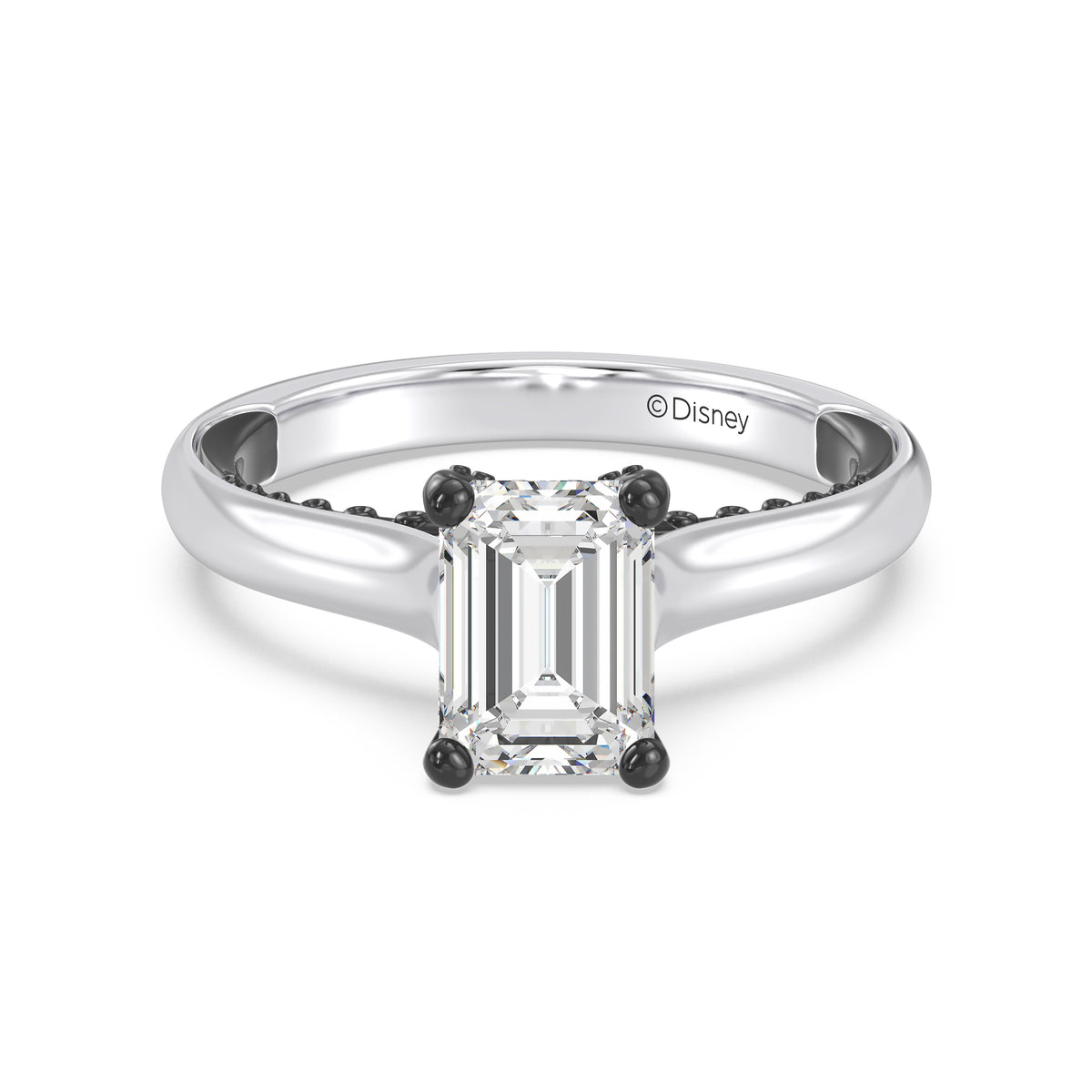 Enchanted Star 14K Gold And Black Rhodium With Lab Grown Diamonds, Disney’s Ursula Solitaire Engagement Ring