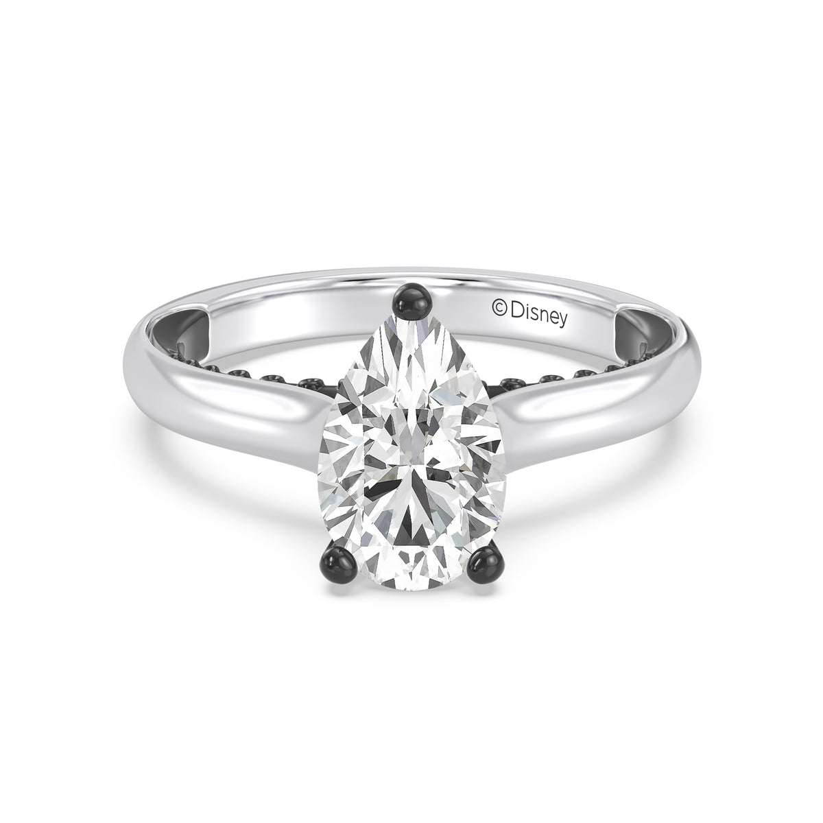 Enchanted Star 14K Gold And Black Rhodium With Lab Grown Diamonds, Disney’s Ursula Solitaire Engagement Ring