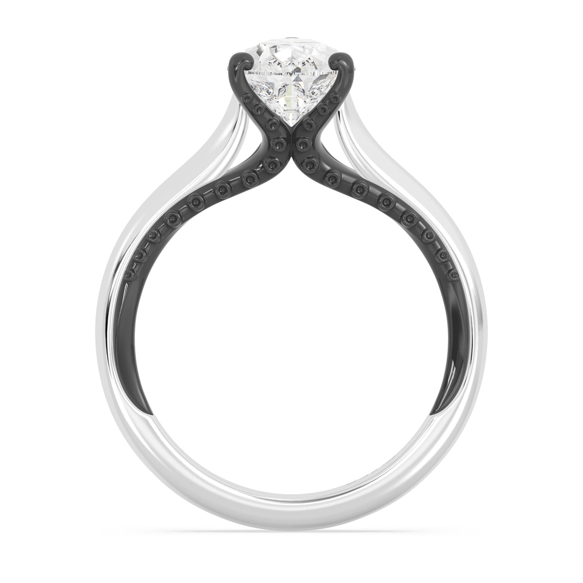 Enchanted Star 14K Gold And Black Rhodium With Lab Grown Diamonds, Disney’s Ursula Solitaire Engagement Ring