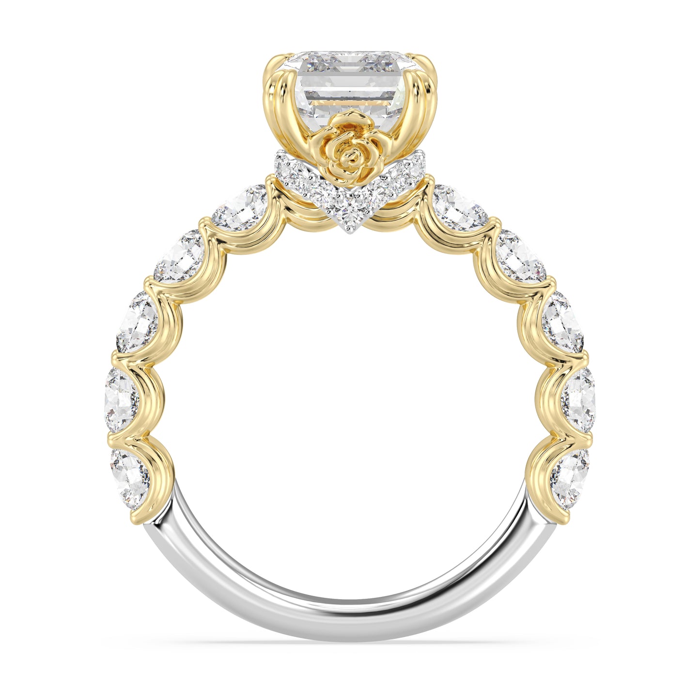 Enchanted Star Lab Grown Diamond And 14K Gold Disney Princess Belle Hidden Halo Engagement Ring