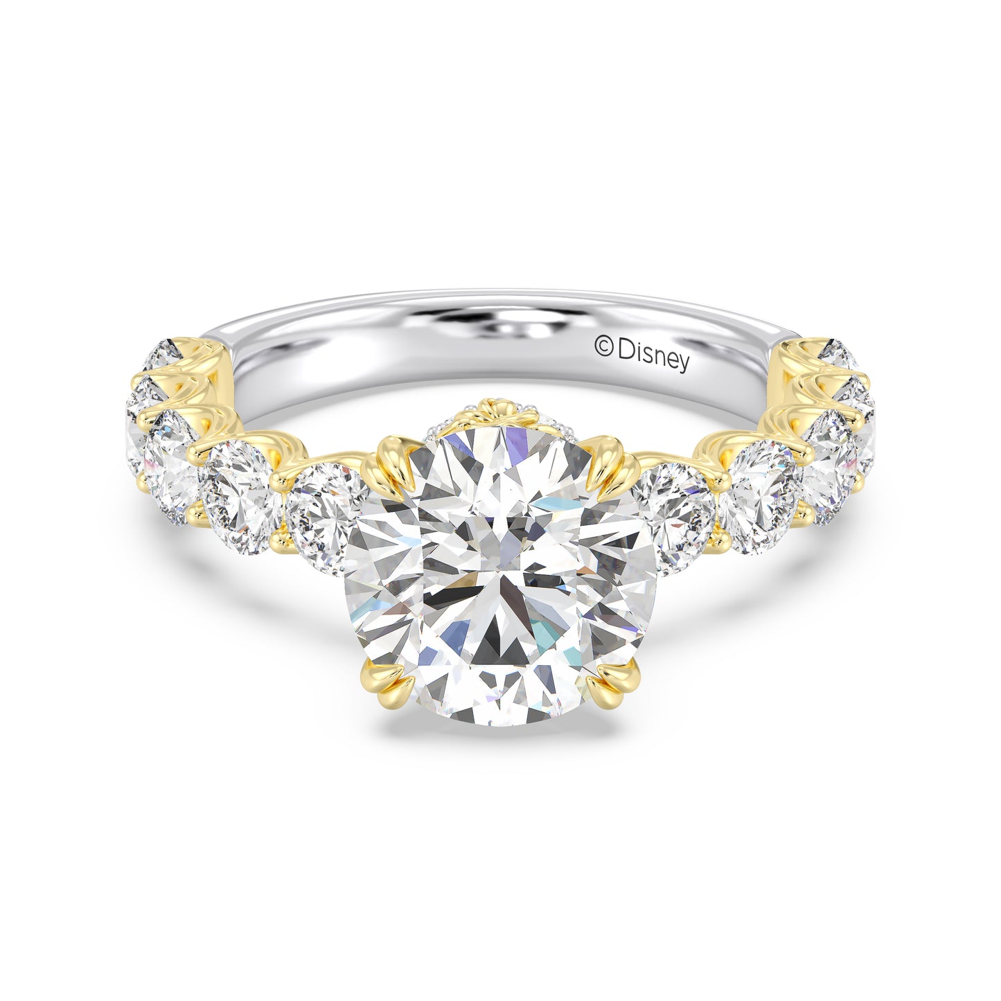 Enchanted Star Lab Grown Diamond And 14K Gold Disney Princess Belle Hidden Halo Engagement Ring