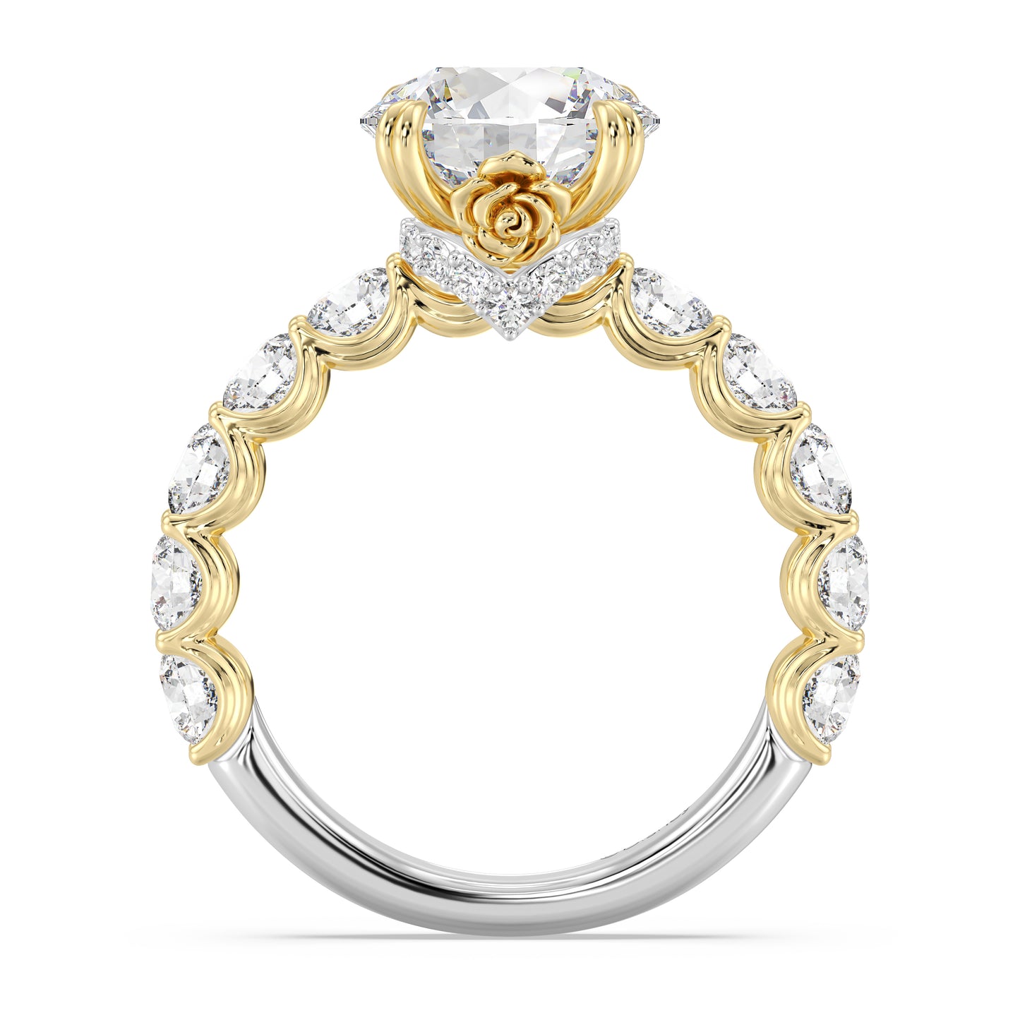 Enchanted Star Lab Grown Diamond And 14K Gold Disney Princess Belle Hidden Halo Engagement Ring