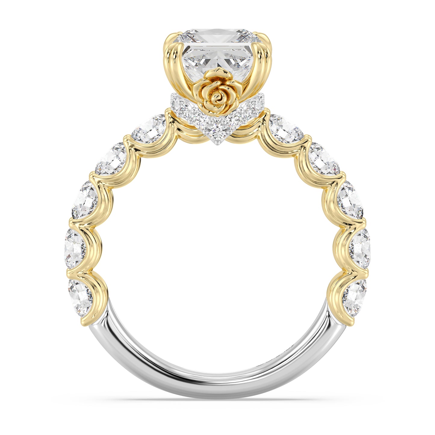 Enchanted Star Lab Grown Diamond And 14K Gold Disney Princess Belle Hidden Halo Engagement Ring