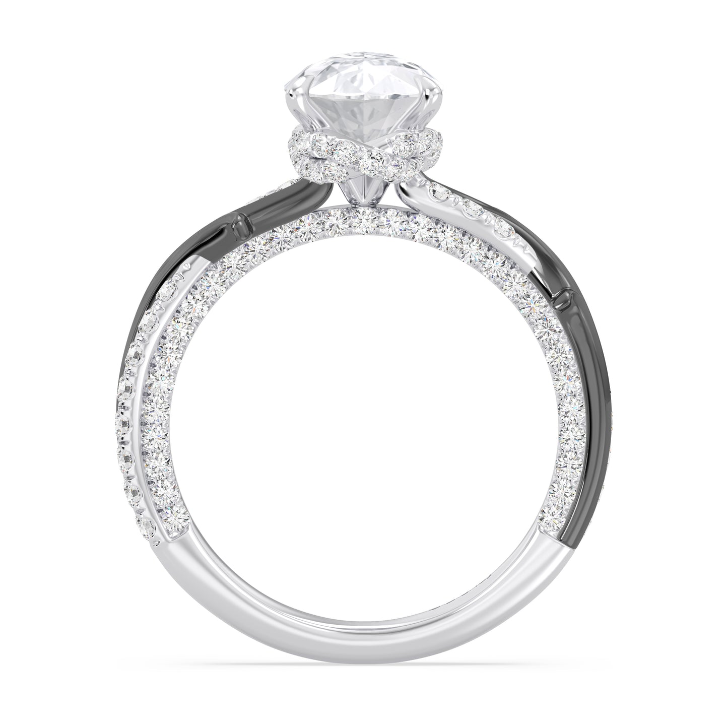Enchanted Star 14K Gold And Black Rhodium With Lab Grown Diamonds, Disney Villain Maleficent Twisted Hidden Halo Engagement Ring