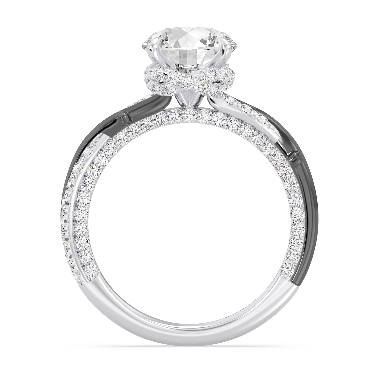 Enchanted Star 14K Gold And Black Rhodium With Lab Grown Diamonds, Disney Villain Maleficent Twisted Hidden Halo Engagement Ring