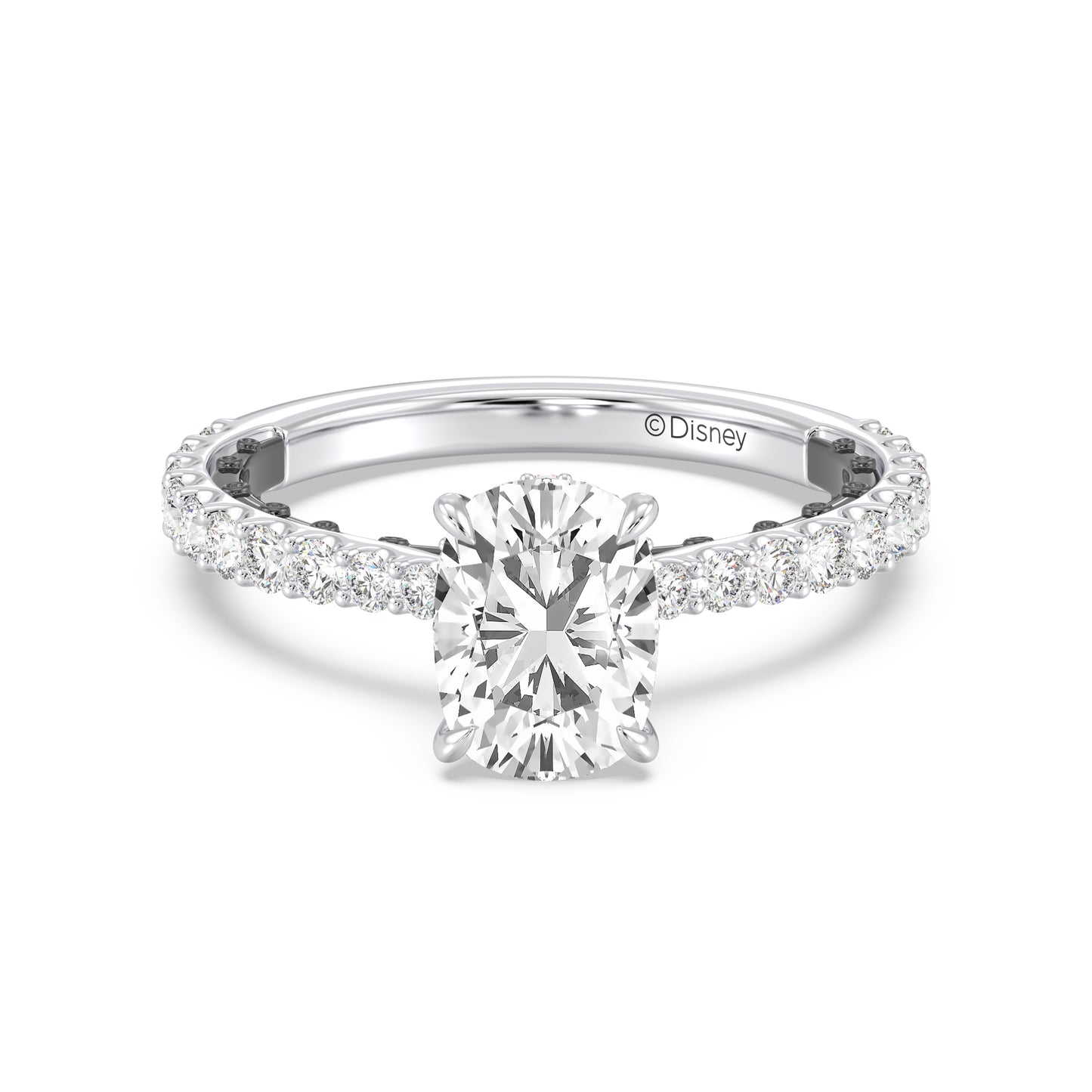 Enchanted Star 14K Gold And Black Rhodium With Lab Grown Diamonds, Disney's Villain Ursula Hidden Halo Engagement Ring