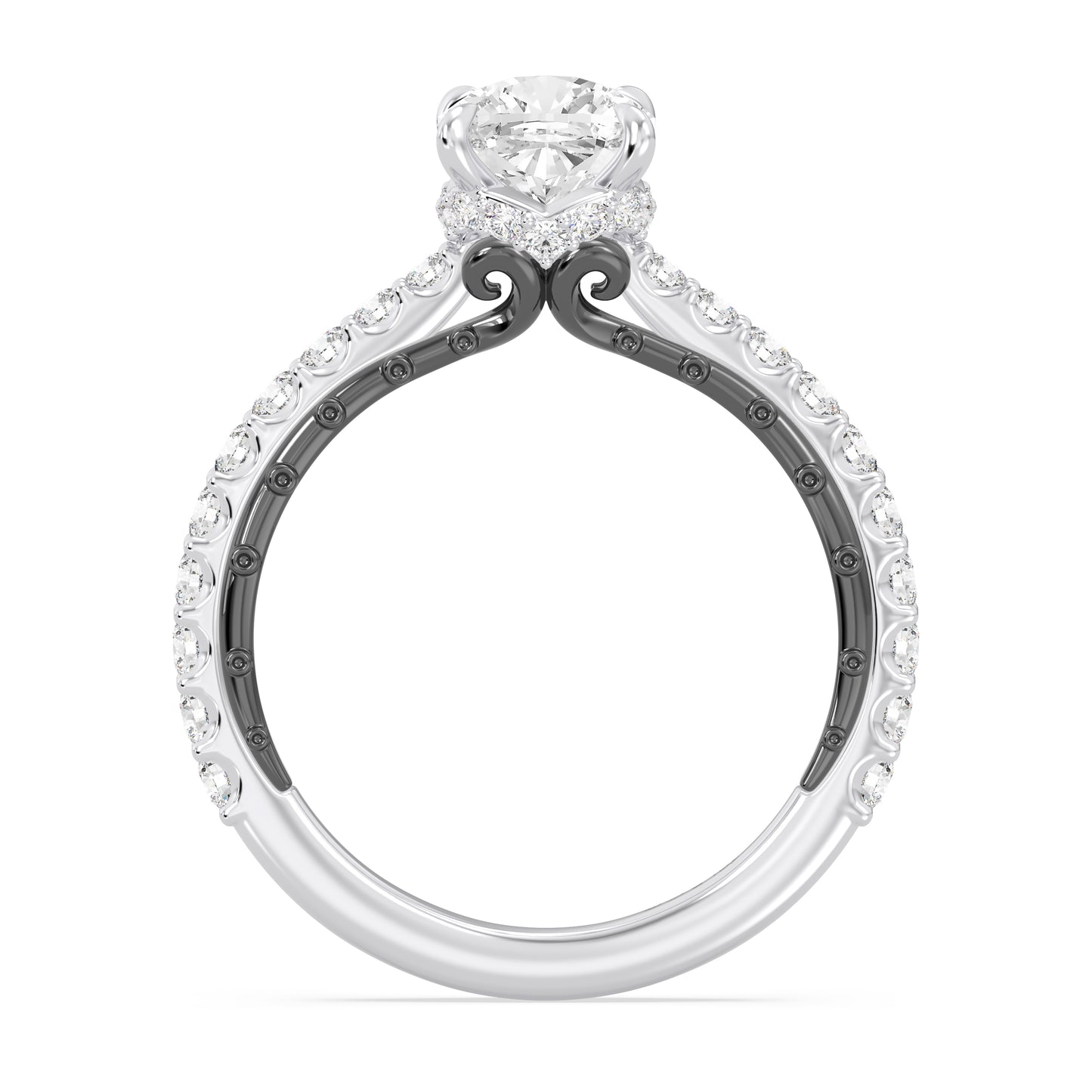 Enchanted Star 14K Gold And Black Rhodium With Lab Grown Diamonds, Disney's Villain Ursula Hidden Halo Engagement Ring